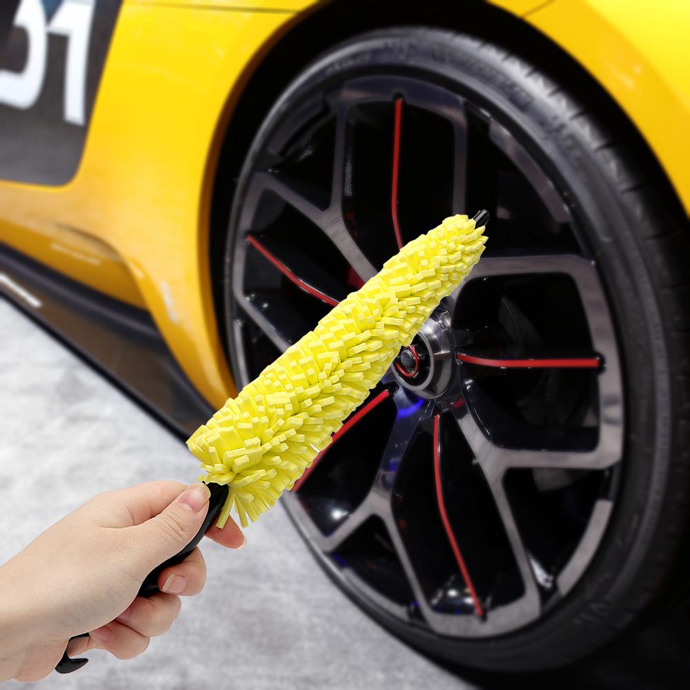 Auto Scrub Brush Car Wheel Brush Car Wash Sponges Wheel Rims Tire Washing Brush Vehicle Cleaning Brush Plastic Handle