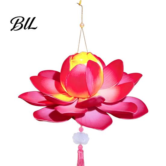 Handmade Gift for Creative People DIY Lotus Lantern Craft Kit, Flower Paper with LED Party Supplies Celebrations Light, Vintage Decorative Lighting
