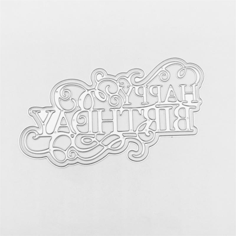 Металлический трафарет с надписью «С Днем Рождения», тиснение, вырубные штампы для «сделай сам», бумажные штампы для скрапбукинга, тиснение карт, ремесленный декор