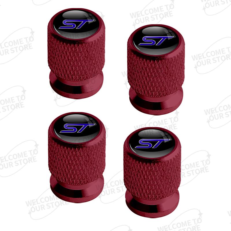 Aluminum For ST Logo Ford Focus Fiesta Mondeo Ecosport Puma Bronco C-MAX Hybrid 4pcs Car Decor Wheel Tire Valve Caps Stem Cover
