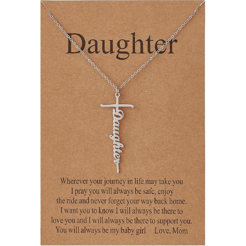 Lcherry Faith Cross Pendant Necklace for Women Religious Christian Jewelry Birthday Christmas Gifts for Women