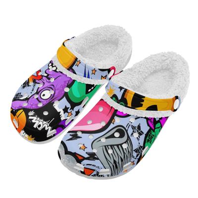 1 пара белых ЭВА клогов с уютной плюшевой подкладкой, унисекс, теплые шлепанцы, легкие, противоскользящие, удобная внутренняя часть для зимы, для дома и улицы