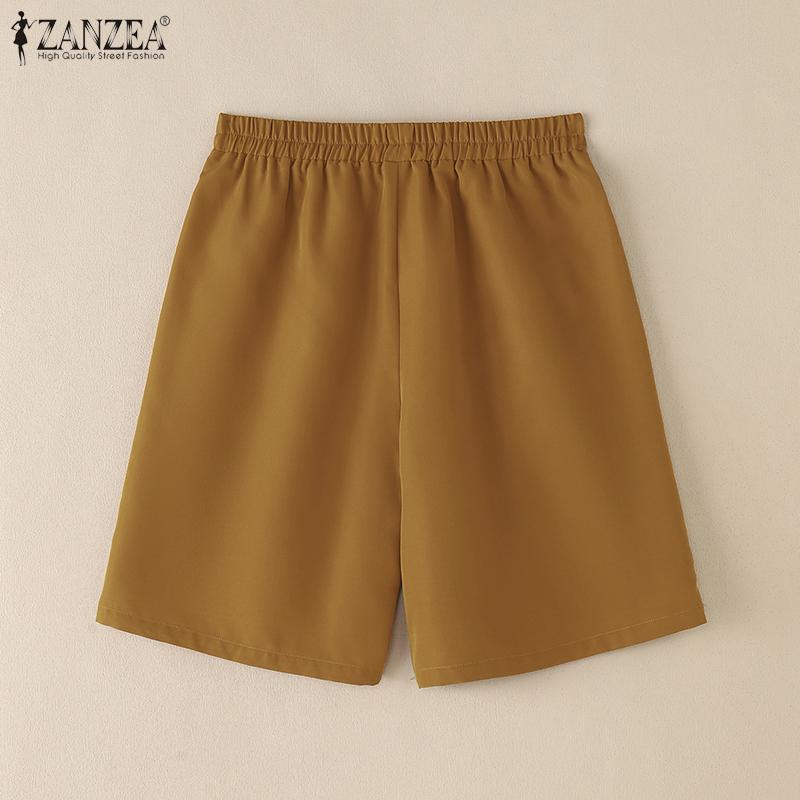 ZANZEA Женские повседневные свободные шорты с карманами и эластичной талией
