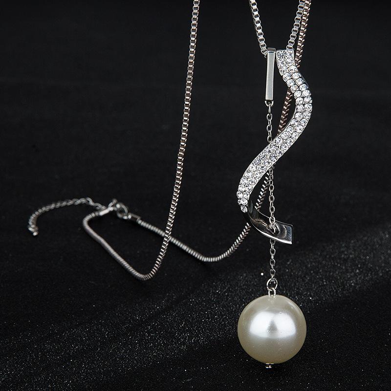 Accessories Necklace Female Douyin Same Pearl Sweater Chain Long Decorative Geometric Accessories