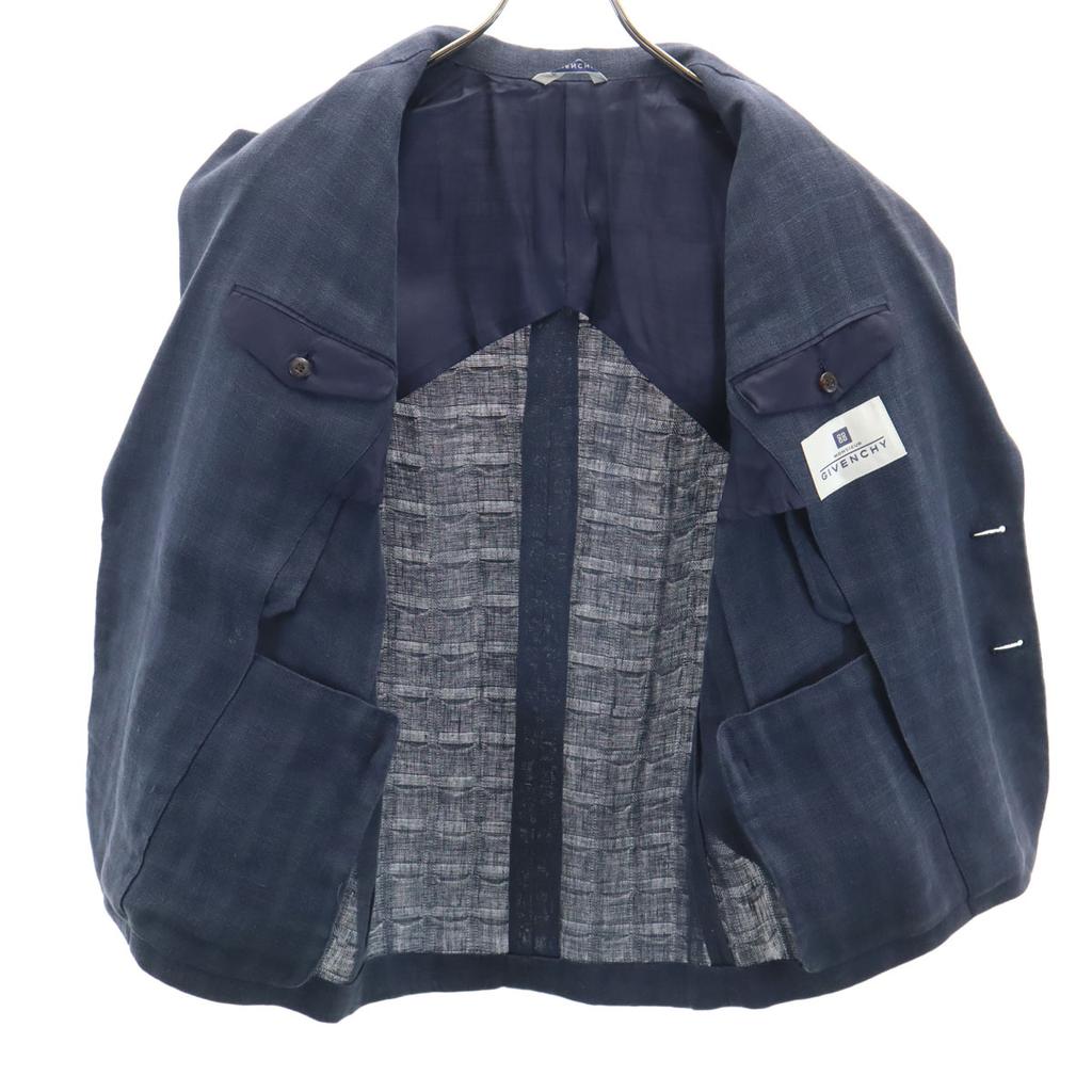 Givenchy 90-е Лен Старый Клетчатый Укороченный Пиджак S древесно-угольный Мужской Б/У