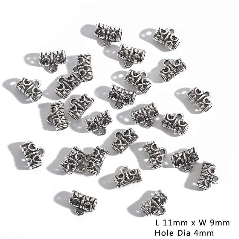 10Pcs Tibetan Silver Tube Beads Metal Spacer DIY Beads Tube Charms for Jewelry Making