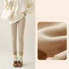 Autumn Winter Rabbit Fleece Sharkskin Leggings Women Casual Basic Thicken Warm Leggings Brown Fleece Lined Tights
