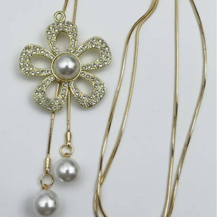 Высококлассное жемчужное ожерелье-цепочка для свитера: Японская и корейская кисточка в стиле легкой роскоши для осени/зимы