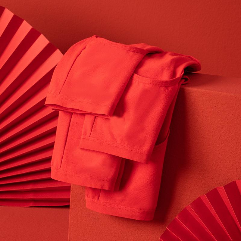 4Pcs Women's Panties Luck Red Underwear Cute Bow Girls Breathbale Cotton Briefs Size M-XXL