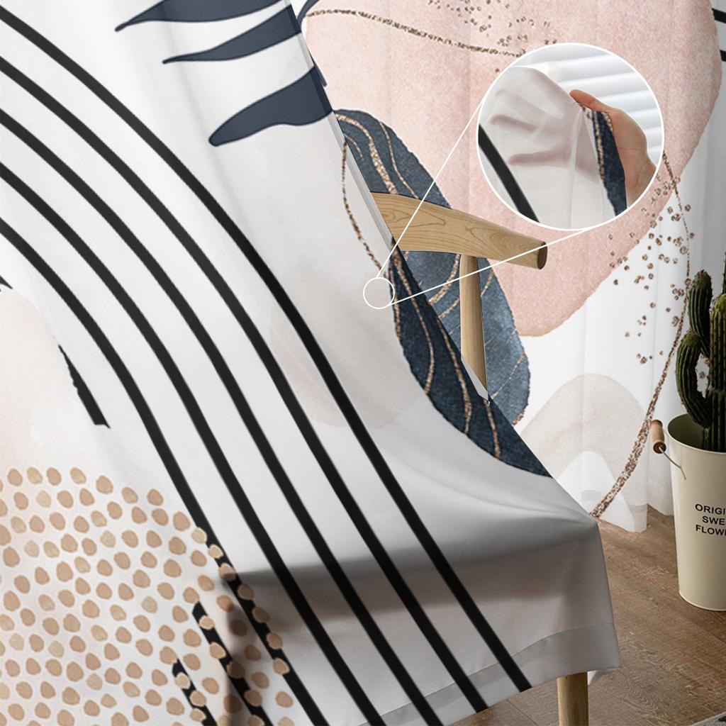 Современные бохо геометрические абстрактные прозрачные шторы для украшения гостиной, оконные шторы, кухонный тюль, вуаль, органза