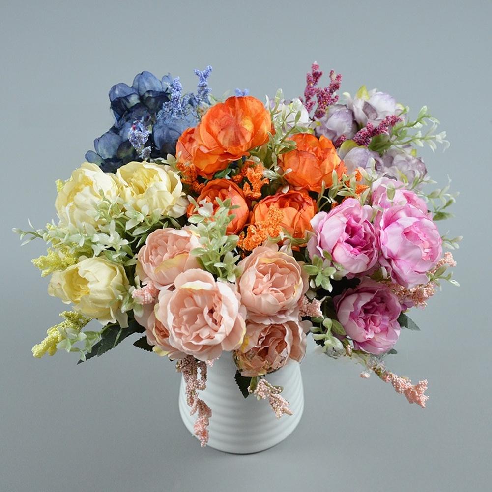 Realistic Silk Petals Peony Bouquet 5 Head Peony Bouquet