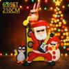 6.89FT Xmas Inflatable DIY Rock Band Decoration Toy LED Lights Santa Penguin Snowman Home Decor Ornament Xmas Supplies for Yard