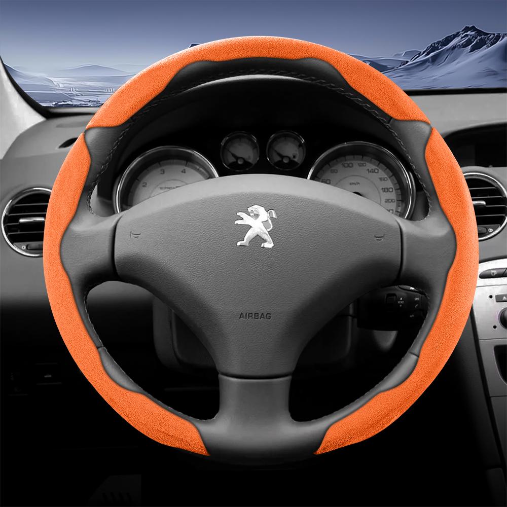 vcxja9 Suitable for Peugeot Sports Suede Steering Wheel Cover with Split Snap-On Anti-Slip Design for Models Such as 208 E-208, 2008 E-2008, 3008