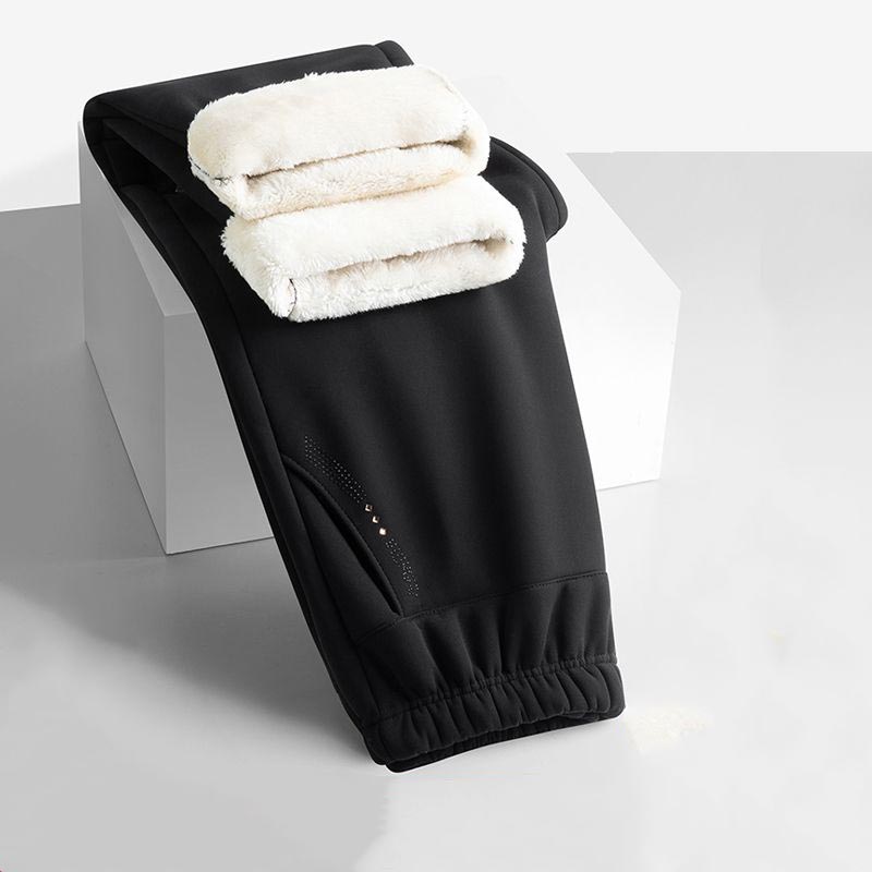 Зимние утепленные черные брюки, свободные, утолщенные, свободные, теплые, из овечьей шерсти, хлопковые брюки для мам, брюки для женщин среднего и пожилого возраста, размер плюс 7XL