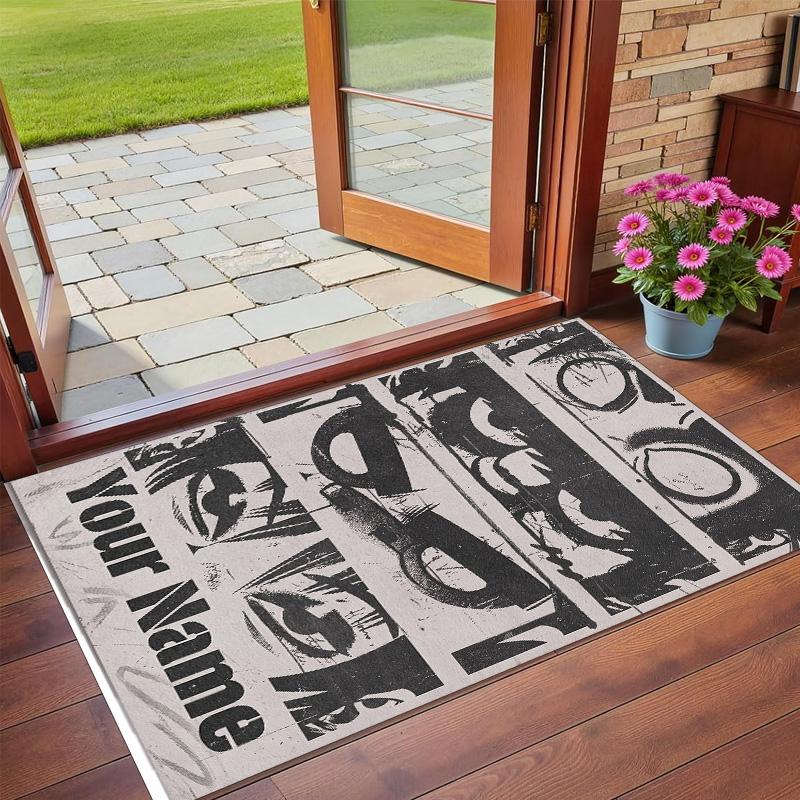 Crystal Velvet Rug Custom Name Text, Soft Non Slip Floor Mat Home DecorGorillaz