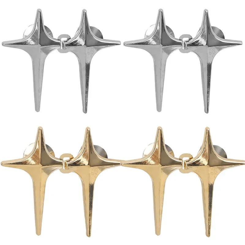 4pcs New Fashion Cross Star Waist Buckle Adjustable Pants Clips Waist Tightener No Sewing Metal Button Snaps for Jeans Decor