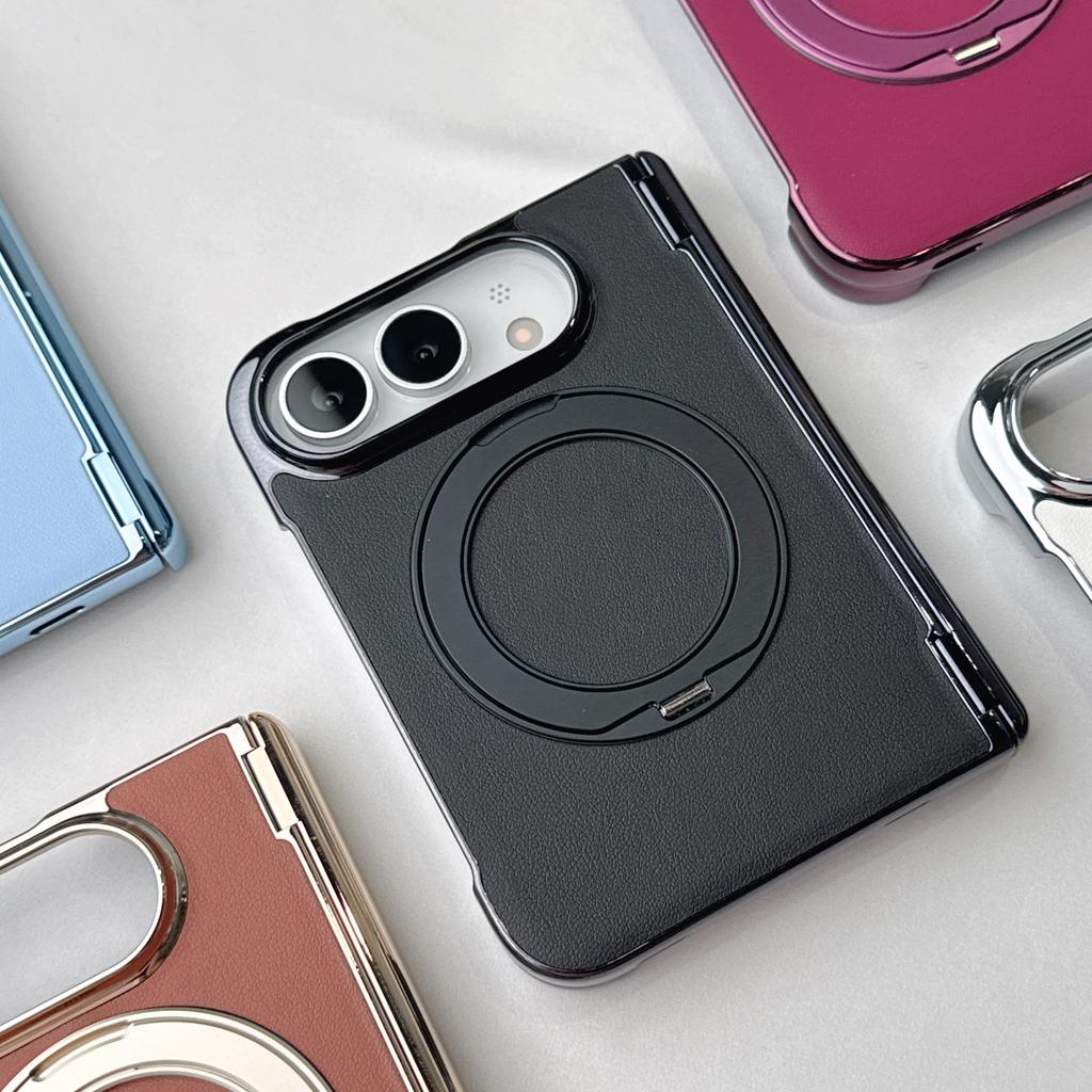 360° Rotating Stand Leather Phone Case For Apple Iphone 18 Ultra Magnetic Holder Phone Cover For Magsafe Bracket Fold Shell