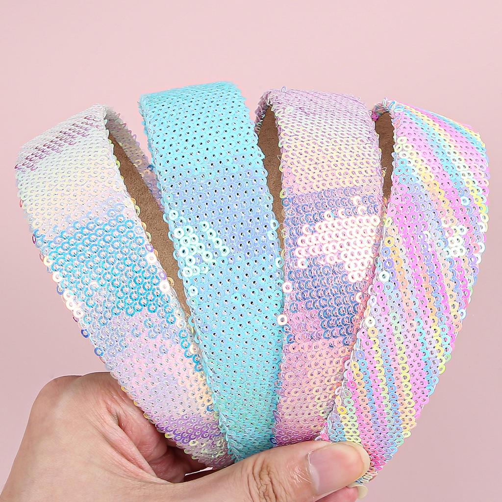 Модные пайеточные повязки на голову Девочки Блестящие 3 см Повязки для волос Девочки Женщины Повязки на голову Дети Дети Украшение для вечеринки Аксессуары для волос