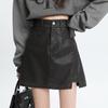 Women's Spring Black Pu Small Leather Skirt Women's Spring High Waist A-line Skirt Women's Hip Short Skirt Women's Spring
