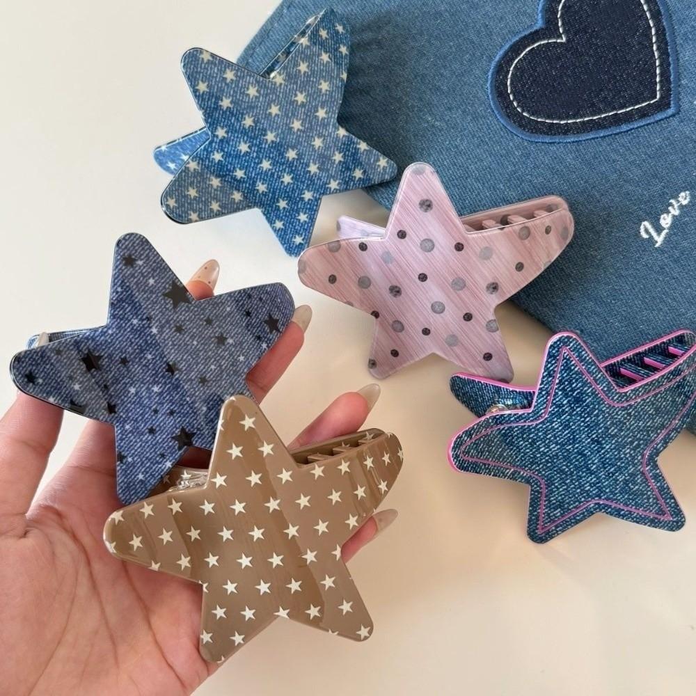 Geometric Acrylic Shark Clip Y2K Hair Clips Cool Star Shape Hair Claw Daily Wear