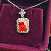 The Same Simulated Diamond Rectangular Pendant Necklace Women's Fashion Versatile Zircon Pendant First Product