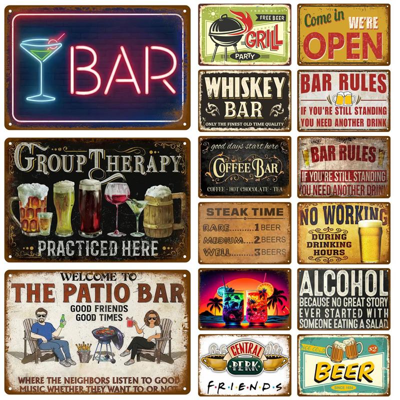 Винтажная домашняя табличка с названием бренда вина и пива, жестяная табличка, декоративная табличка, металлическая табличка, настенный декор, паб, кухня, бар, мужской пещерный клуб, украшение