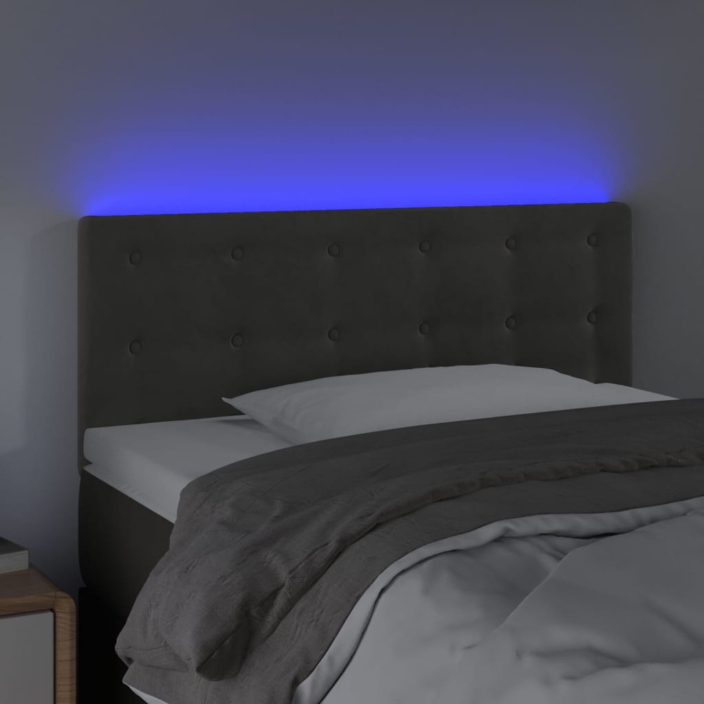 LED Headboard Dark Grey 80x5x78 88 cm Velvet