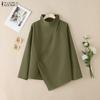 ZANZEA Women Casual Stand Collar Loose Long Sleeve Blouse