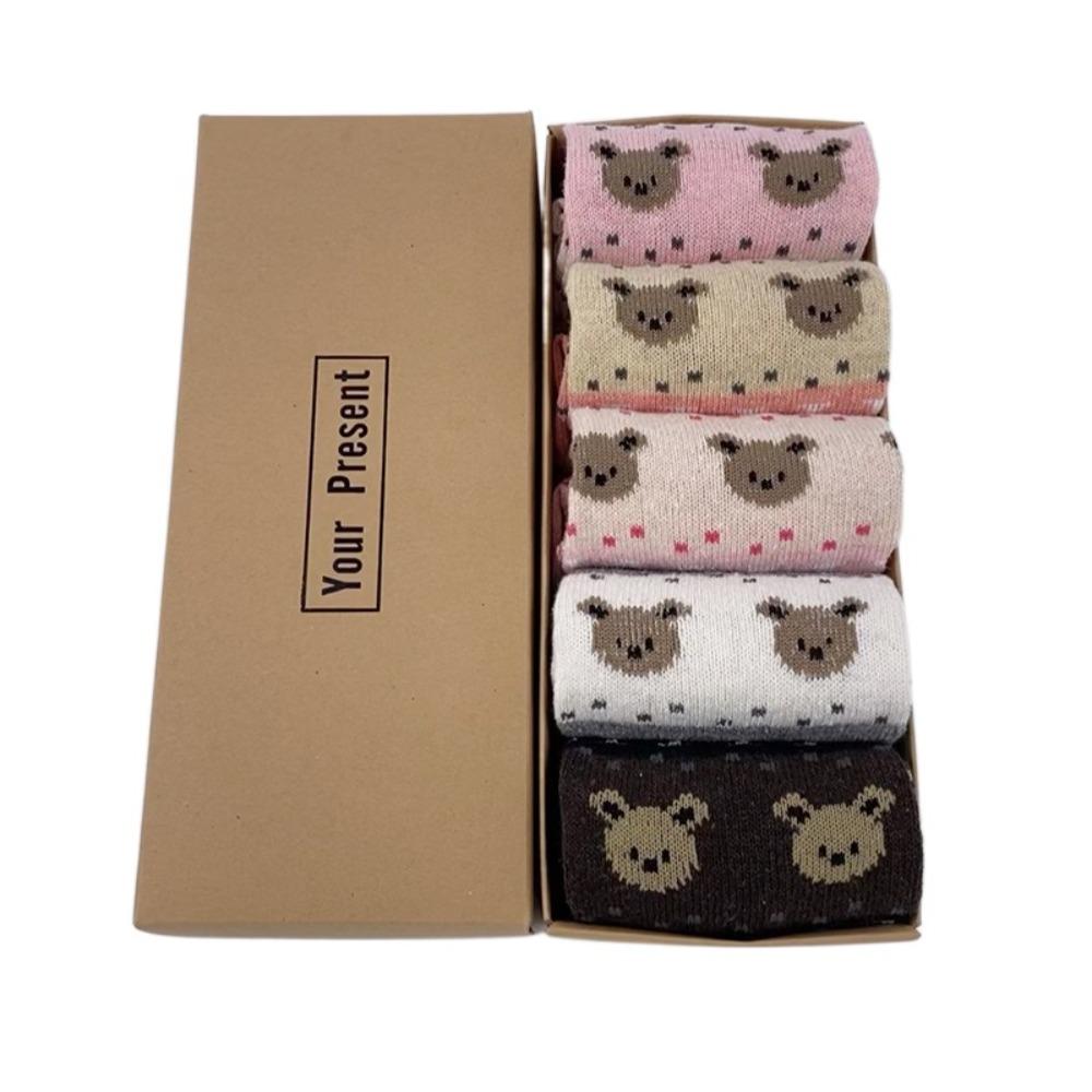 5 пар Шерстяных Рождественских Носков Носки средней длины с Рождественской елкой Милые Женские Носки Счастливого Нового года