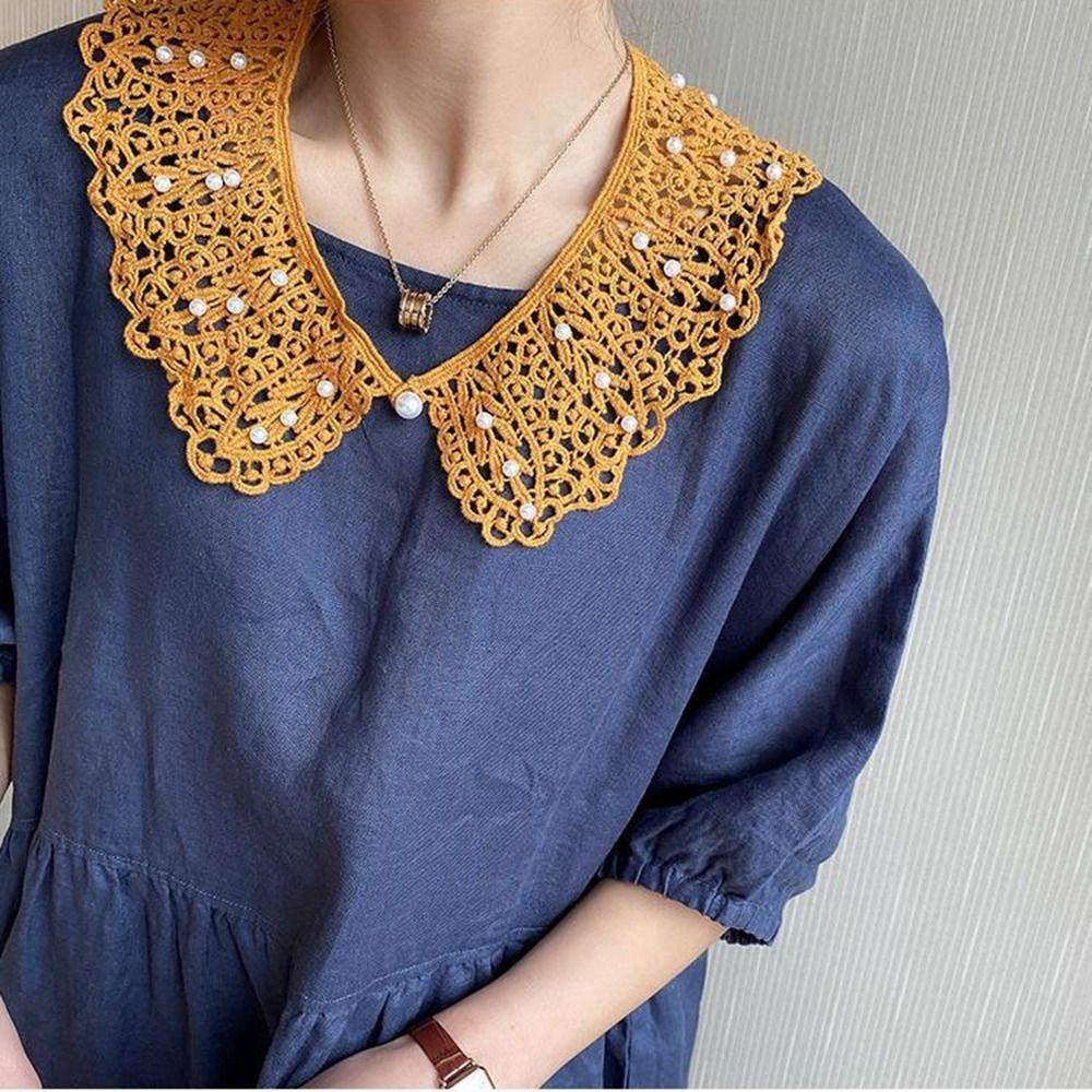 Жемчужный кружевной искусственный воротник, кукольный воротник, шаль, украшение для воротника, воротник рубашки, шитье