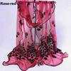 Women Peacock Flower Embroidered Lace Scarf Long Soft Wrap Shawl