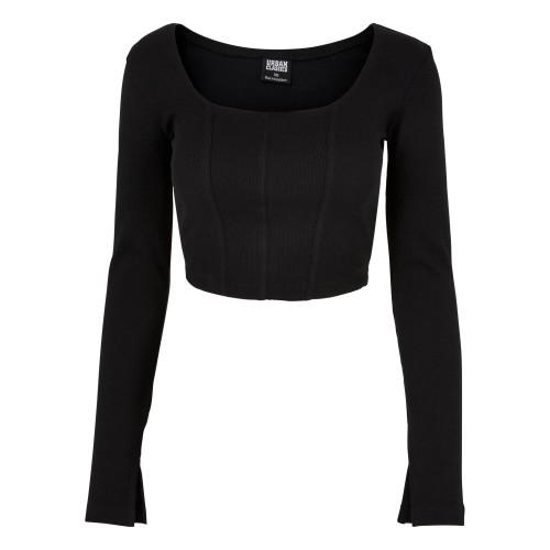 Urban Classics Womens/Ladies Ribbed Cropped Long-Sleeved Top
