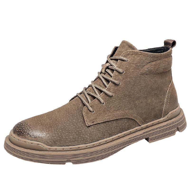 Зимние мужские ботильоны Классические деловые кожаные ботинки Мужские повседневные короткие ботинки Модные высокие ботинки на шнуровке Бесплатная доставка