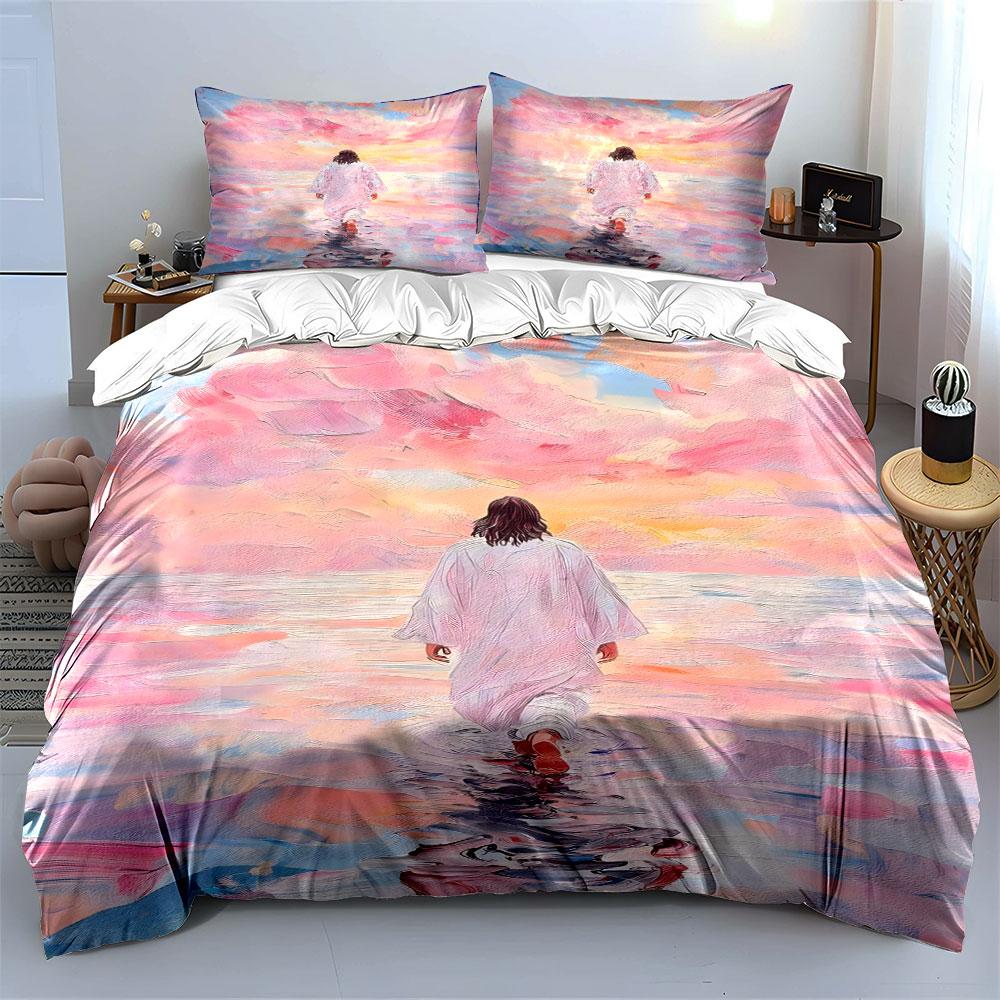 Person walking on water. Bedding sets Duvet cover sets Duvet covers Pillowcases(1 * Duvet Cover 2 * Pillowcases without duvet insert)