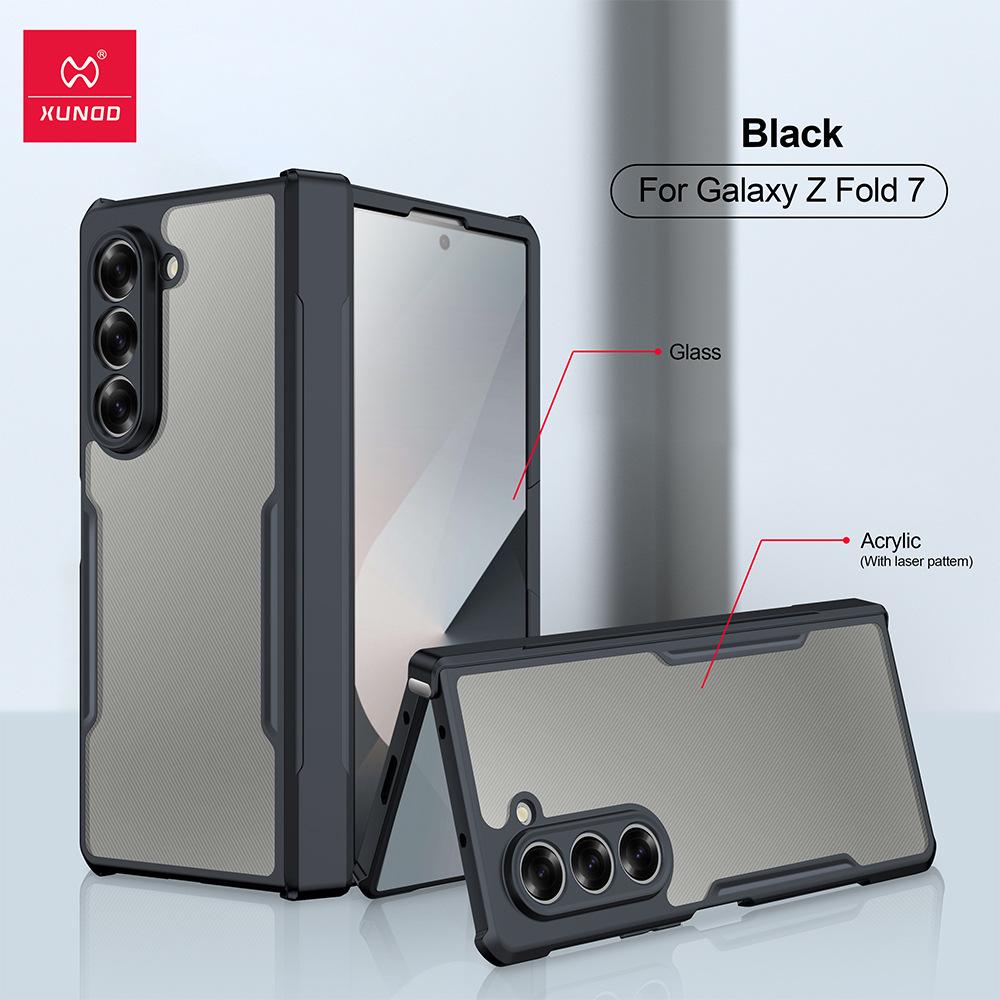 Противоударный чехол Xundi Z Fold7 для Samsung Galaxy 6 - Прозрачная стеклянная складная крышка
