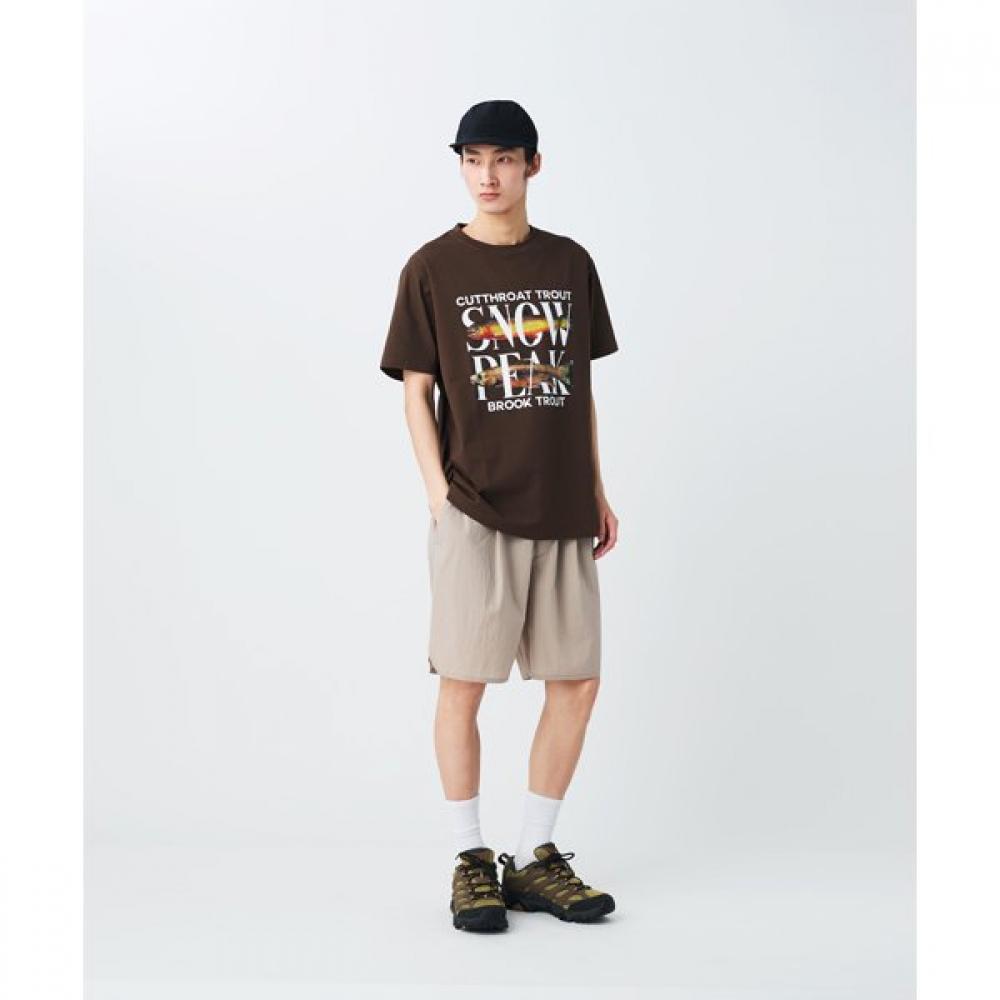 Snow Peak Знаменитая футболка для ловли форели Dry Унисекс крой Сшитая Коричневый Xxl Ts 26su009