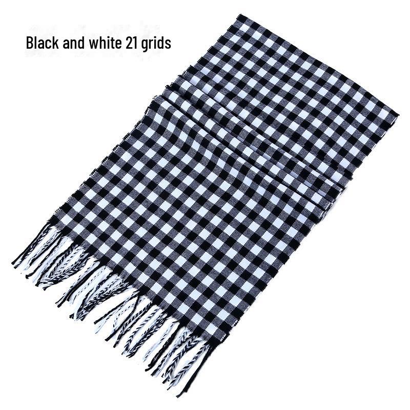 Зимний мужской и женский толстый клетчатый шарф из искусственного кашемира