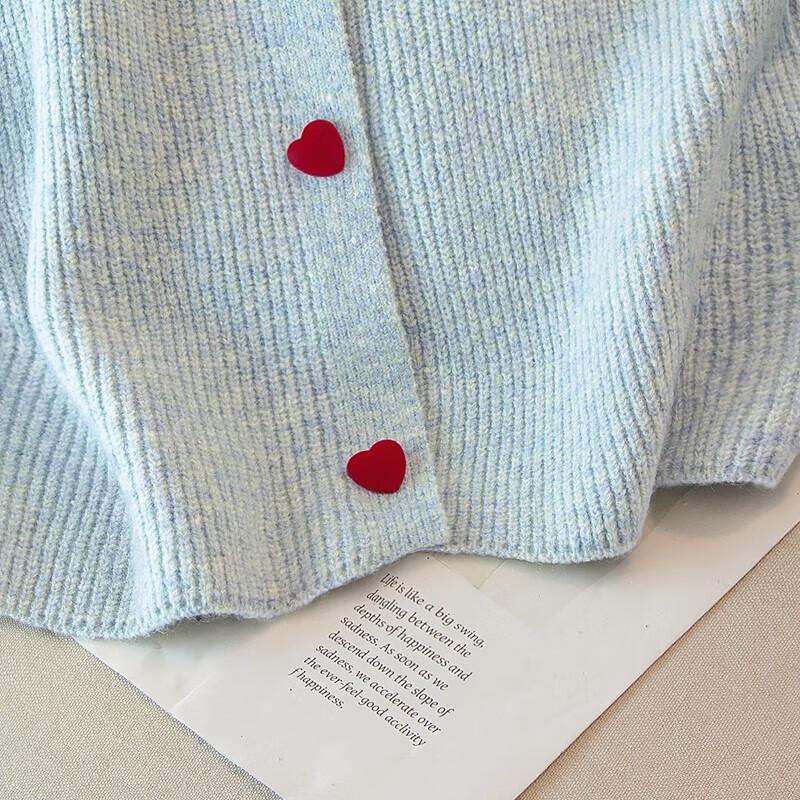Women's Round Neck Knit Vest with Heart Buttons