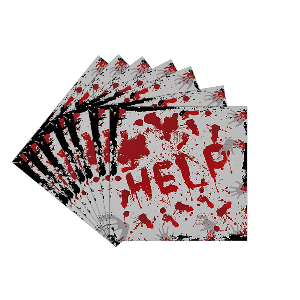 9-Piece Scary Bloody Hand Print Disposable Tableware Set Halloween Scary Decorations For Bloody Good Time (Serves 16)