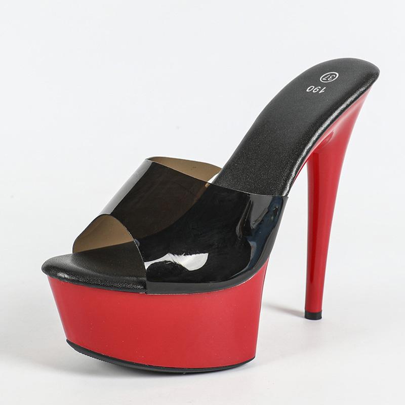Liyke сексуальные черные красные туфли на платформе с высоким каблуком для женщин, туфли для стриптиза с открытым носком, прозрачные сандалии из ПВХ, Zapatos Mujer