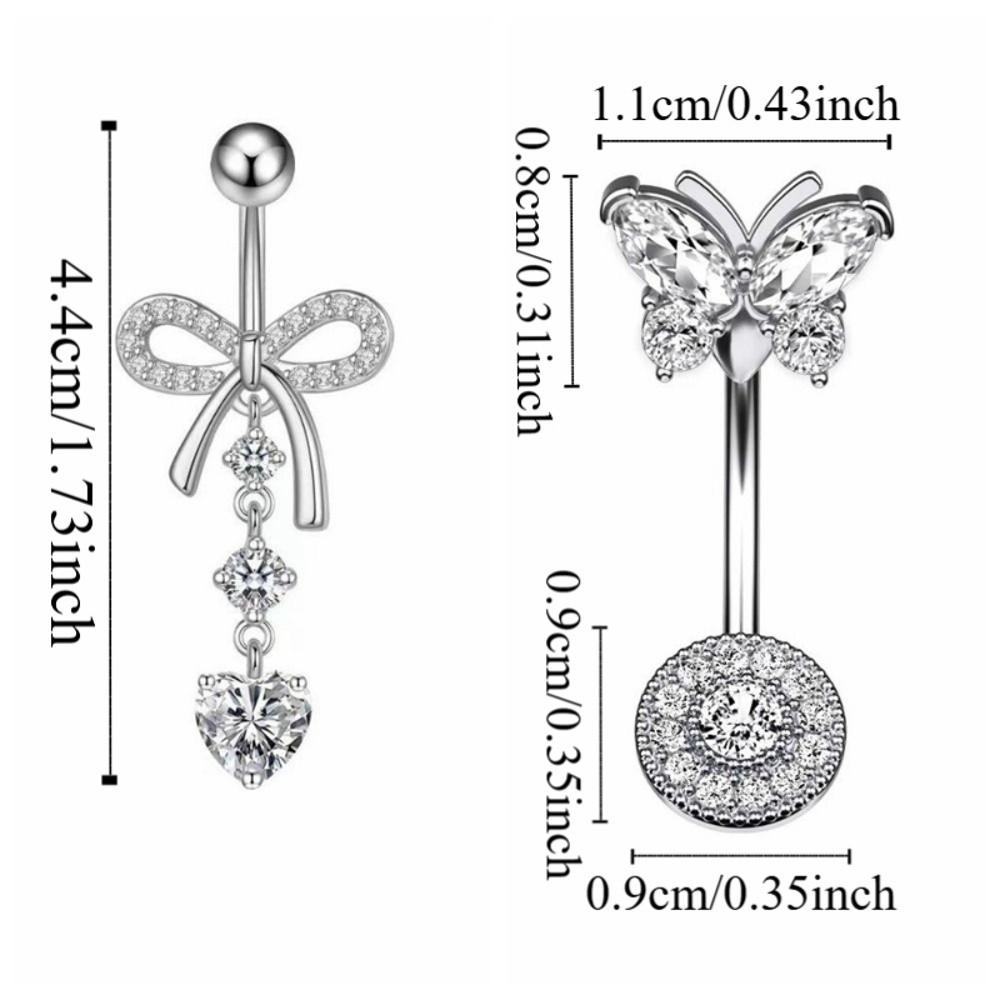 Bow Knot Butterfly Navel Jewelry Dangled Design Belly Rings Crystal Zircon Piercing Belly Seaside