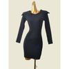 Sailor Collar Threaded Figure Flattering Bodycon Dress Fashion Wind Black Long Sleeve Inner Wear Stylish Export Knitting Dress