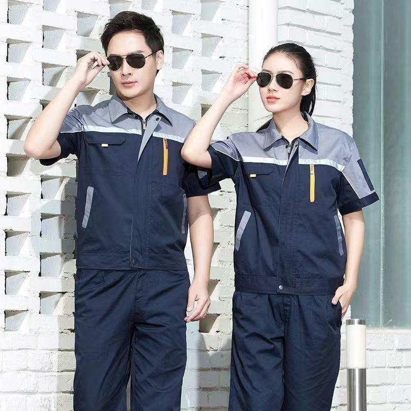 Мужской летний комплект рабочей одежды с коротким рукавом - Дышащий, тонкий, износостойкий для мастерской, строительства и авторемонта.