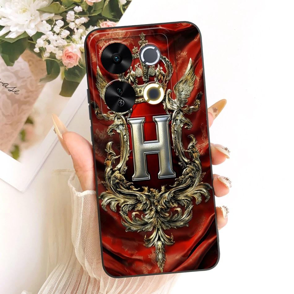 For ITEL P65 Feather Crown Initial Letter Phone Case For Itel P671L ItelP65 Shockproof Soft Silicone Covers Bumpers