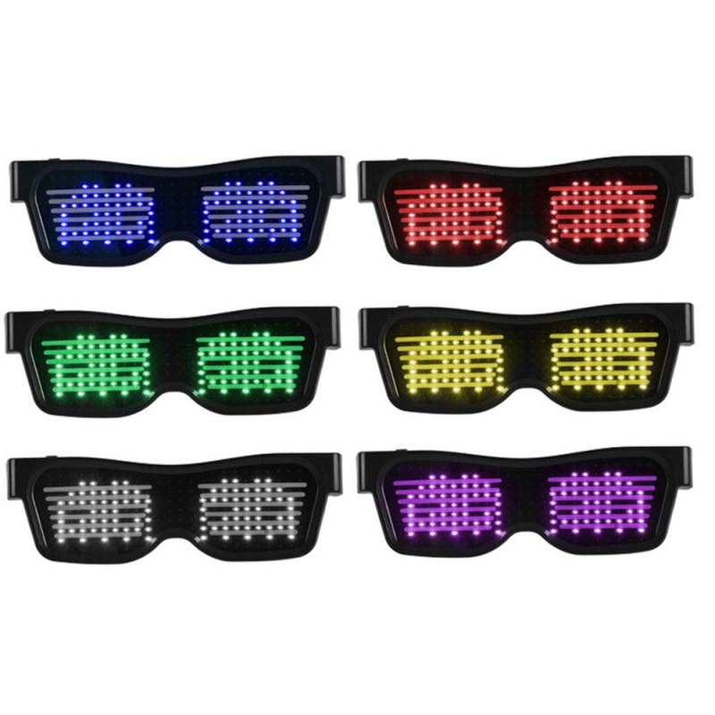 Светодиодные волшебные USB-зарядные очки DIY App Control Bluetooth светящиеся очки для вечеринок