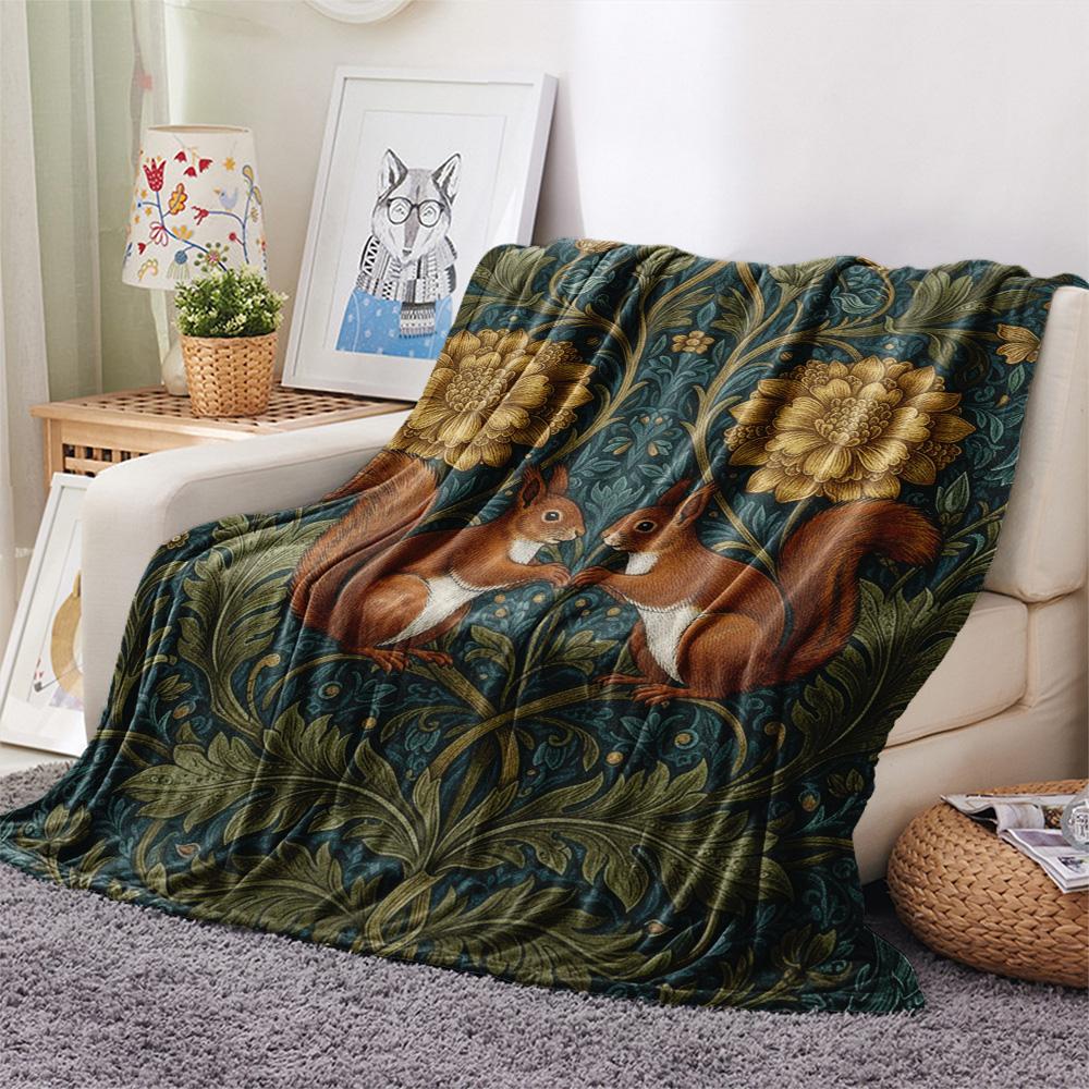 1PC Arts and Crafts Print FlAannel Blanket, High quality Comfortable for All Seasons, Home Decor, Warmth and Comfort