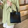 Korean Style Women Handbag Solid Color Single Shoulder Bag Casual Soft PU Tote Bag Ladies
