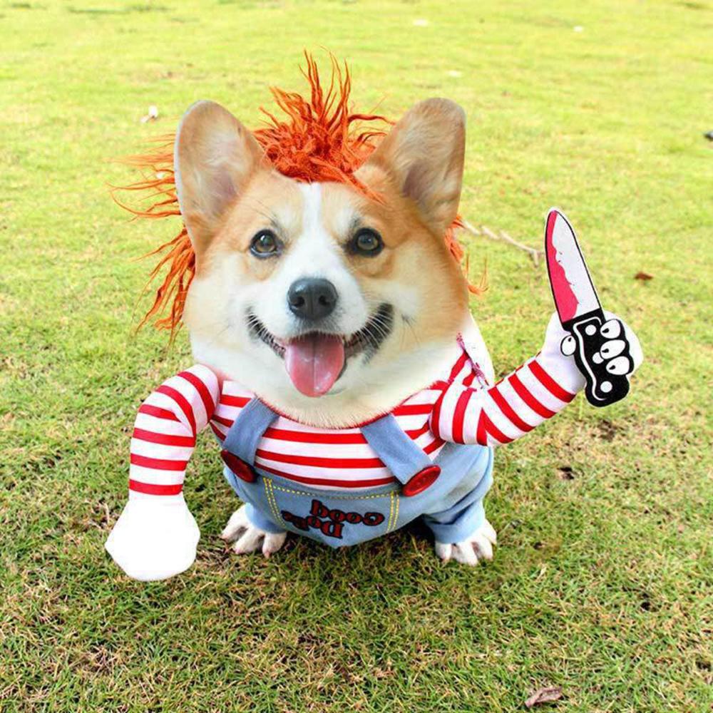 Одежда Смешная Одевание Смертельный Кукольный Костюм Одежда Для Питомцев Костюм Собаки Хэллоуин Косплей