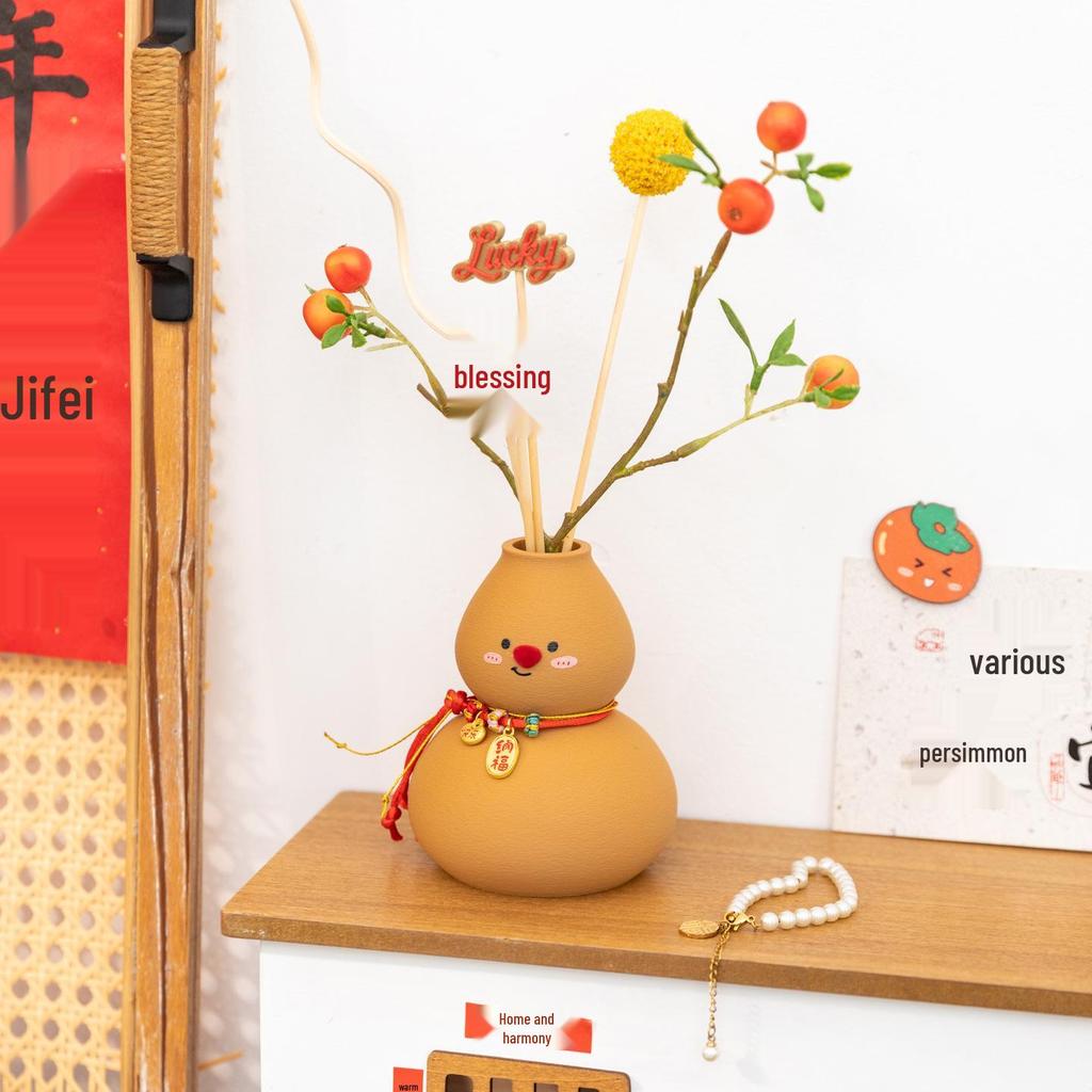 A'ying New Year Gourd Aroma Diffuser with Flower Sticks for Home and Office