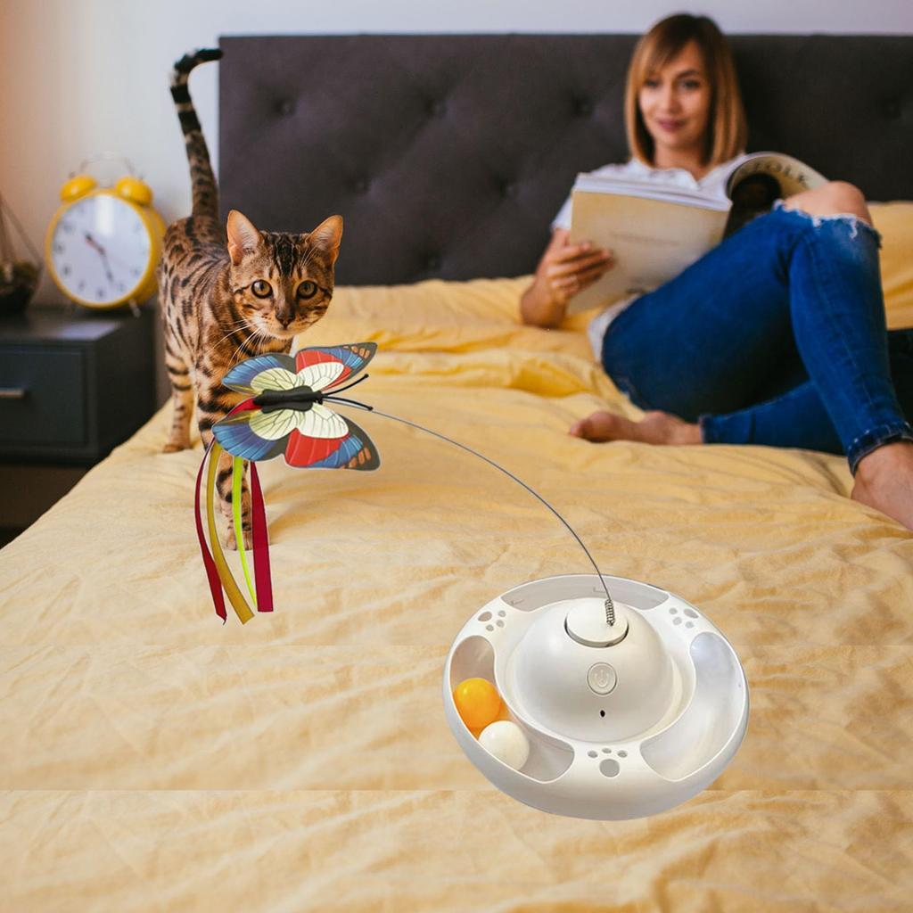 Akalon Spinning Cat Electric Cat Электрическая игрушка для электрического кота Бабочка Кот Автоматическая кошка Кошка Играет в одиночку Стресс Автоматическое снятие Отсутствие 3 режимов